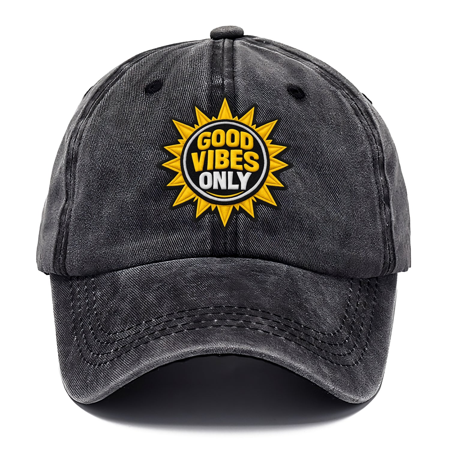 GOOD VIBES ONLY - sun with text in yellow , positive energy - Classic Cap - Graphite