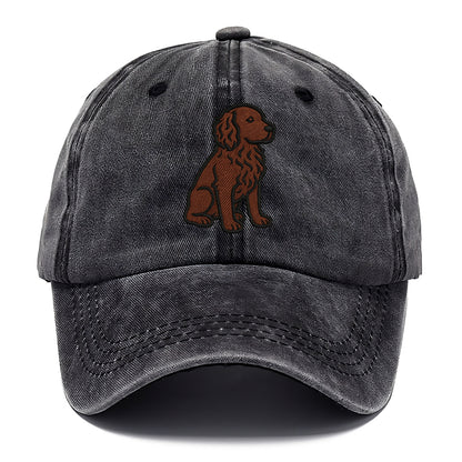 Boykin Spaniel - Rich chocolate brown wavy coat embroidered sitting pose - Classic Cap - Graphite