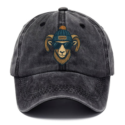Colorado Rocky Mountain Bighorn Sheep wearing Denver beanie with pom pom and wayfarer - Classic Cap - Graphite