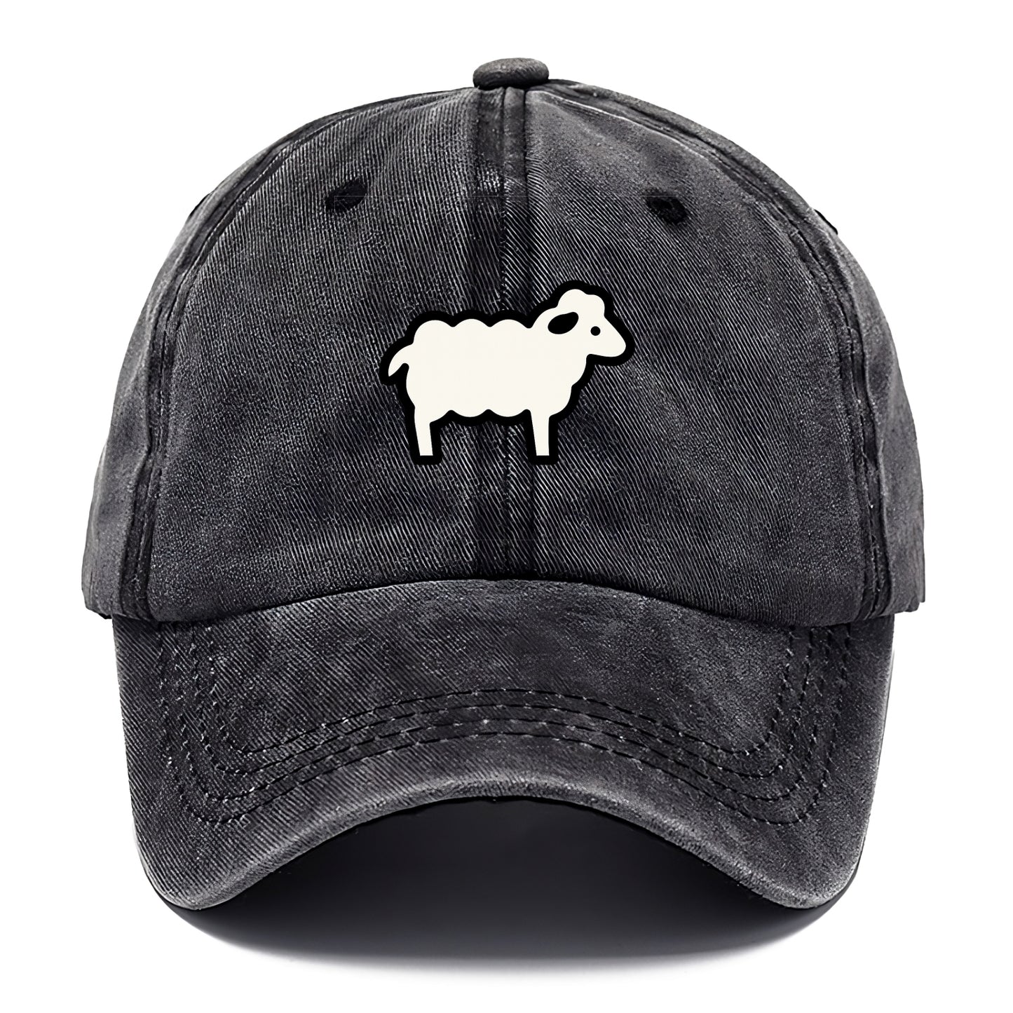 Sheep - White fluffy wool flat side profile - Classic Cap - Graphite