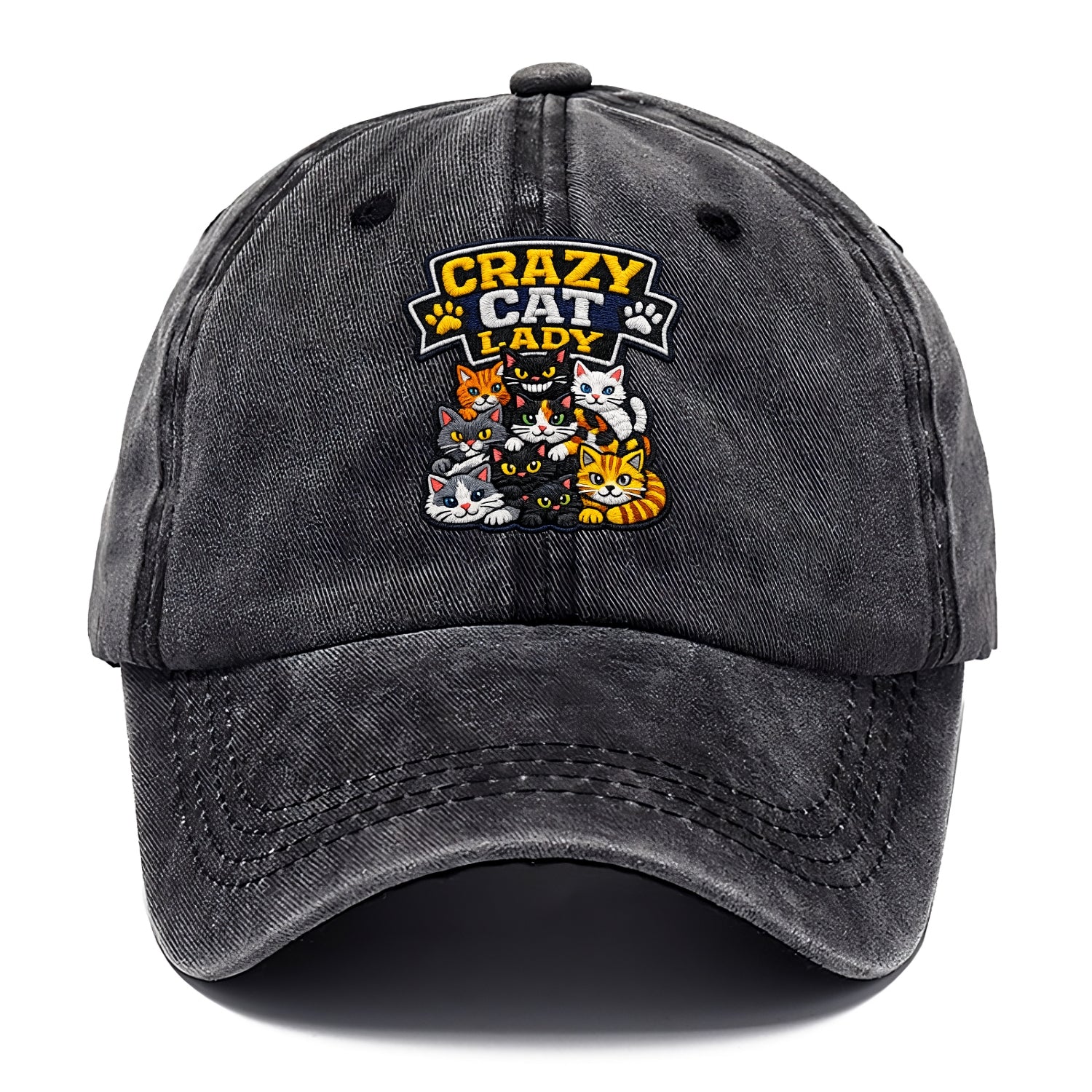 CRAZY CAT LADY - cat pile in multicolor , cat collector - Classic Cap - Graphite