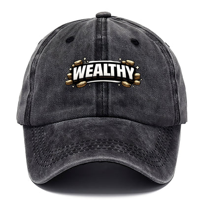 Bold typography design - "WEALTHY" - financial abundance, rich life - Classic Cap - Graphite