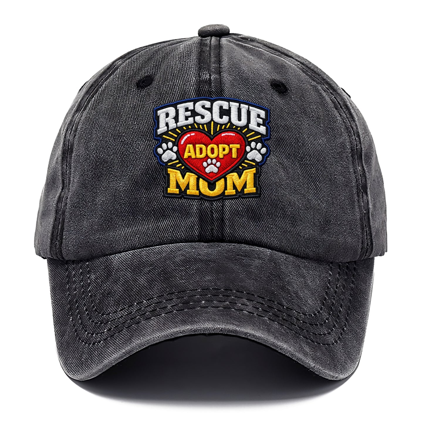 RESCUE MOM - heart with ADOPT text in red , shelter advocate - Classic Cap - Graphite