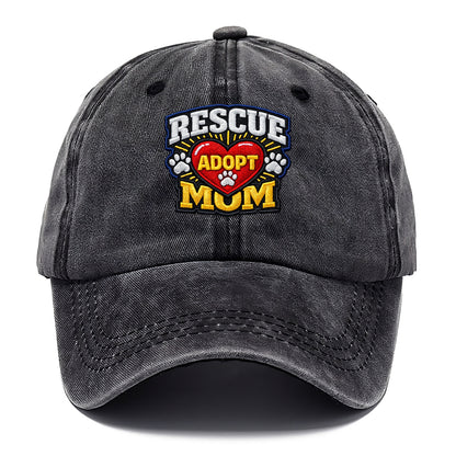 RESCUE MOM - heart with ADOPT text in red , shelter advocate - Classic Cap - Graphite