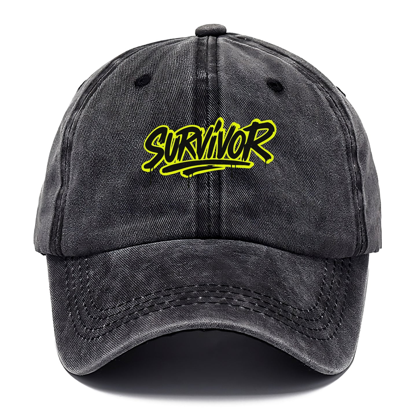 Bold typography design - "SURVIVOR" - overcomer, still standing, made it through - Classic Cap - Graphite