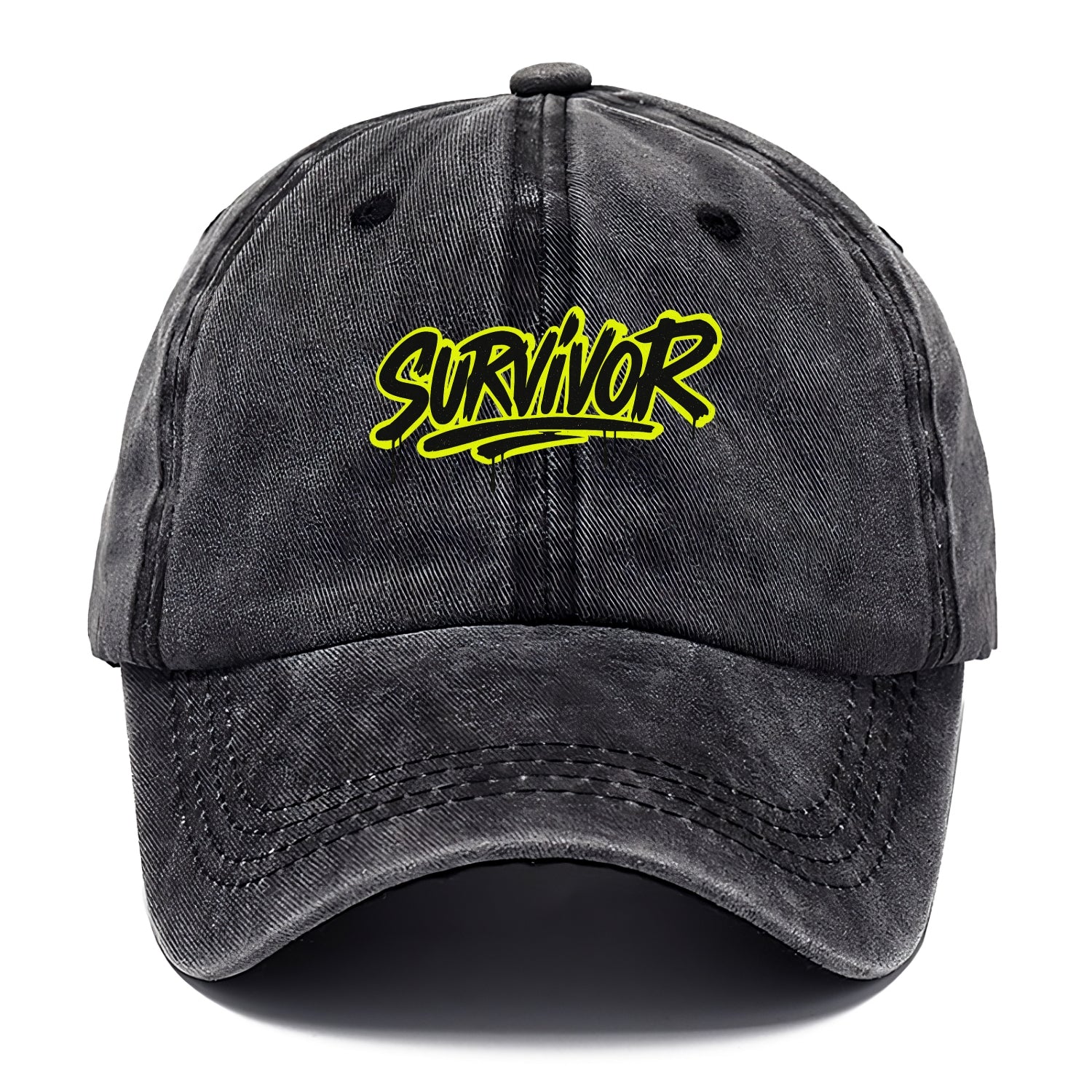 Bold typography design - "SURVIVOR" - overcomer, still standing, made it through - Classic Cap - Graphite