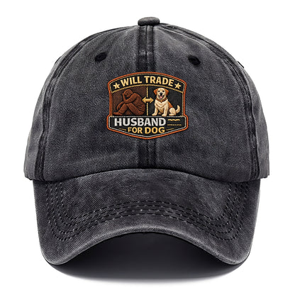 WILL TRADE HUSBAND FOR DOG - dog and man silhouette in brown , pet priority - Classic Cap - Graphite