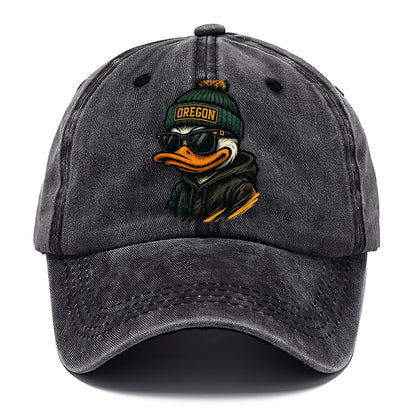 Eugene Duck wearing Oregon beanie with O patch - Classic Cap - Graphite