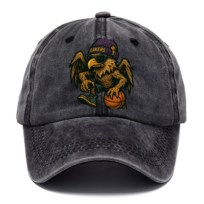Los Angeles Golden Eagle wearing Lakers beanie with trophy patch and wayfarer - Classic Cap - Graphite