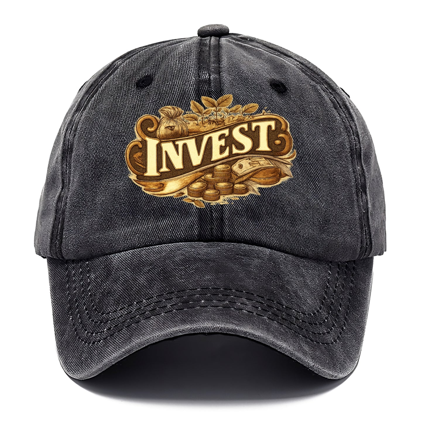 Bold typography design - "INVEST" - growing money, smart decisions - Classic Cap - Graphite