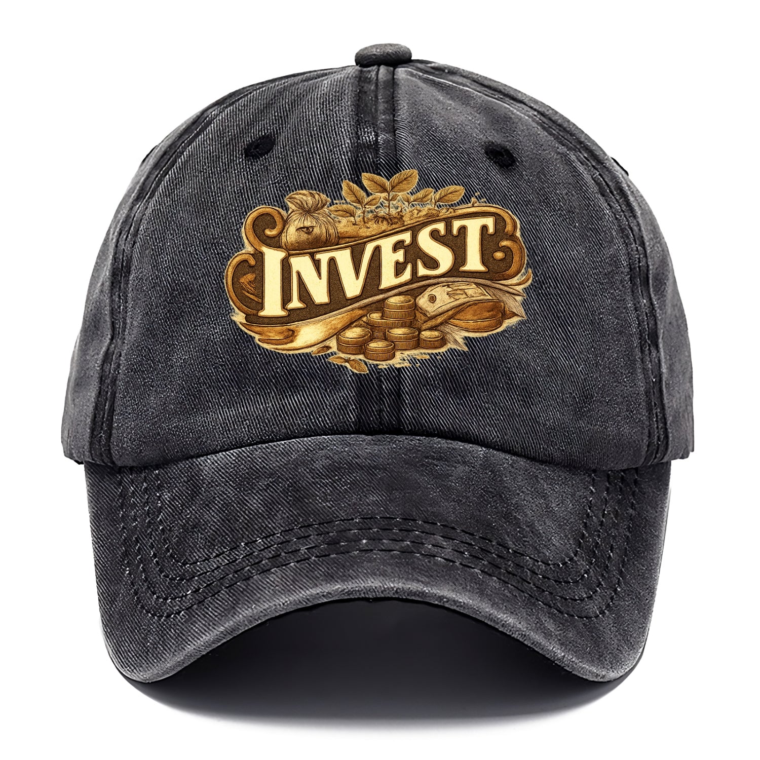 Bold typography design - "INVEST" - growing money, smart decisions - Classic Cap - Graphite