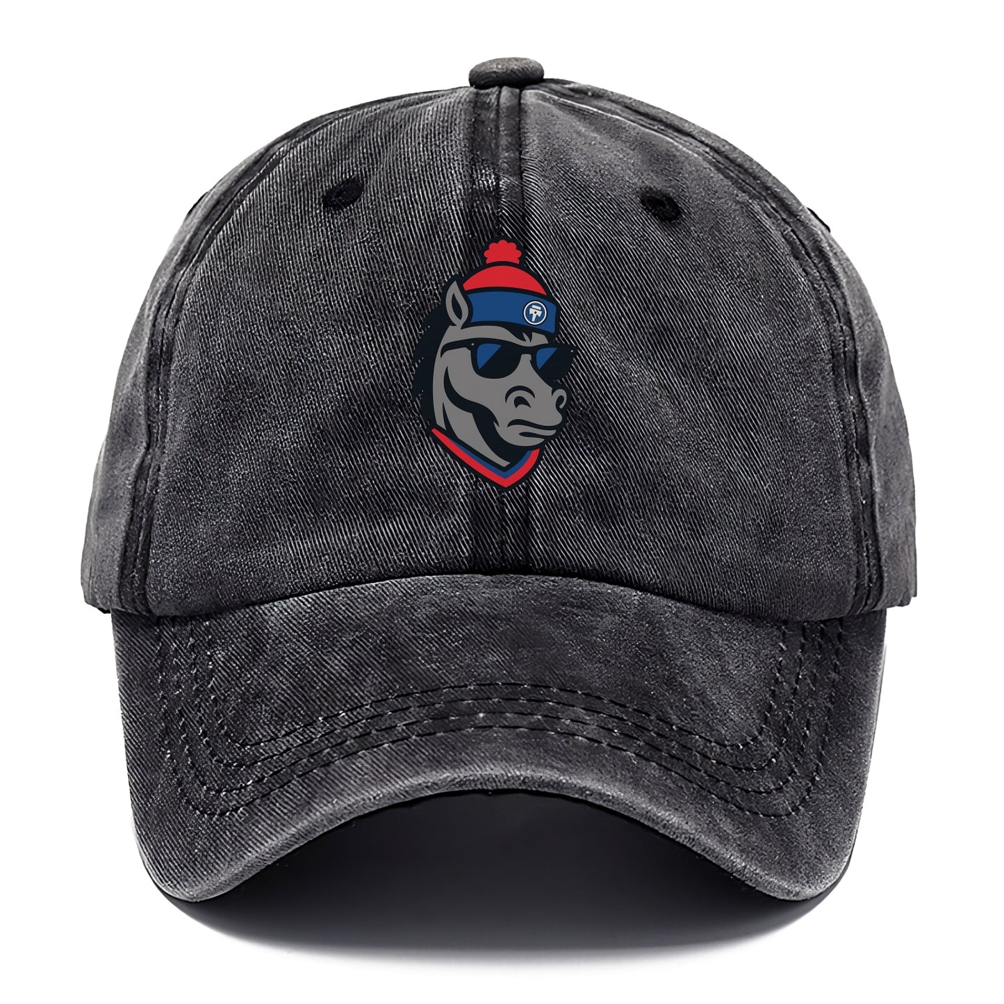 Detroit Stallion wearing Pistons red and blue beanie with piston patch and wayfarer - Classic Cap - Graphite