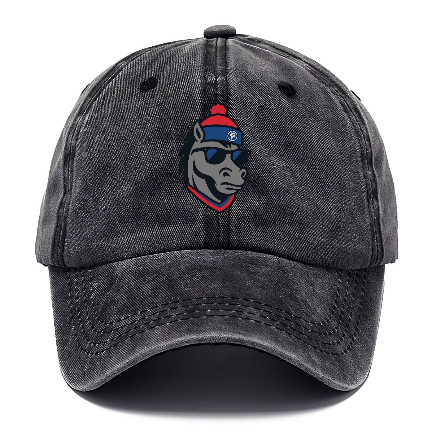 Detroit Stallion wearing Pistons red and blue beanie with piston patch and wayfarer - Classic Cap - Graphite