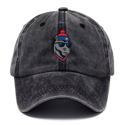 Detroit Stallion wearing Pistons red and blue beanie with piston patch and wayfarer - Classic Cap - Graphite