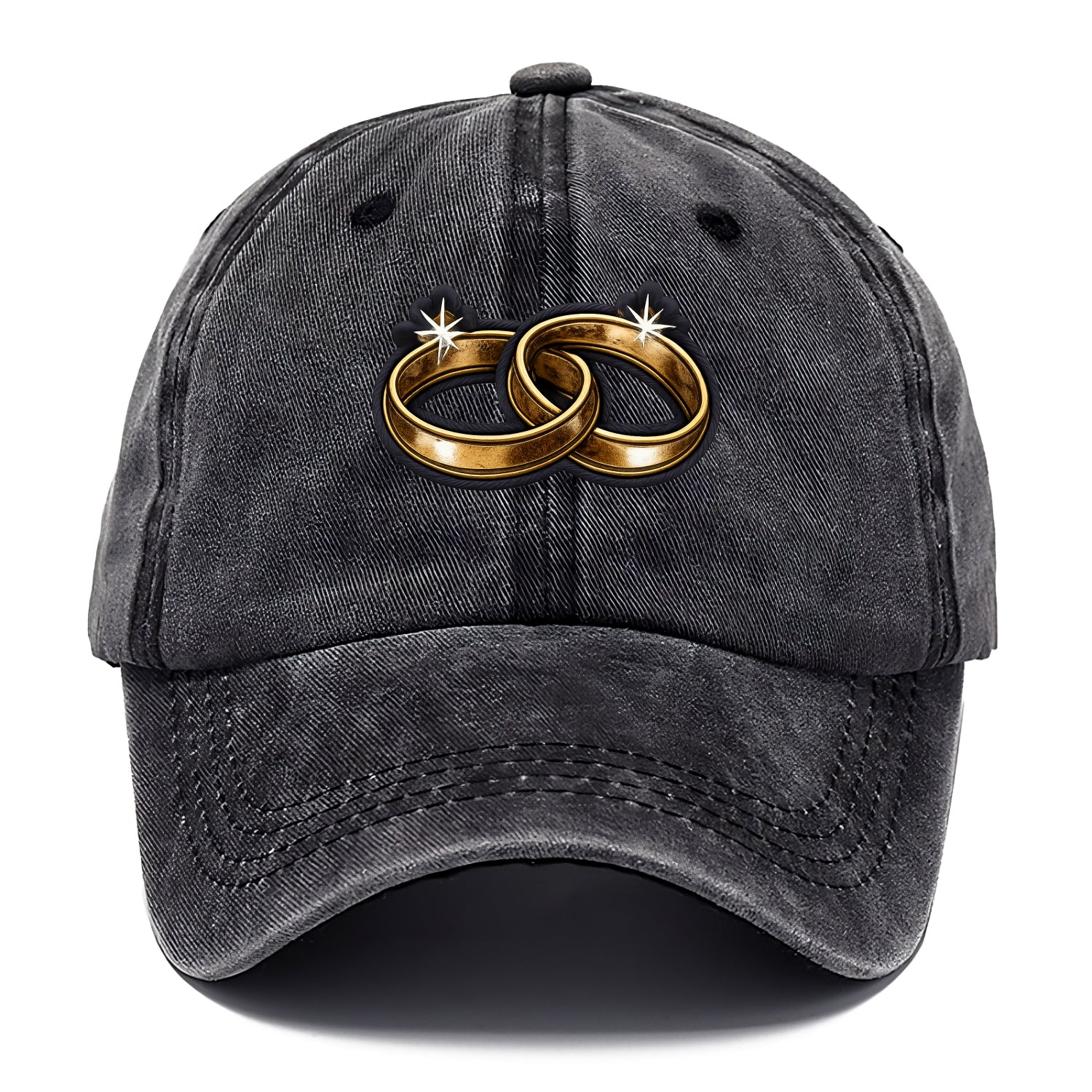 WEDDING RINGS - interlocked bands in gold , marriage - Classic Cap - Graphite