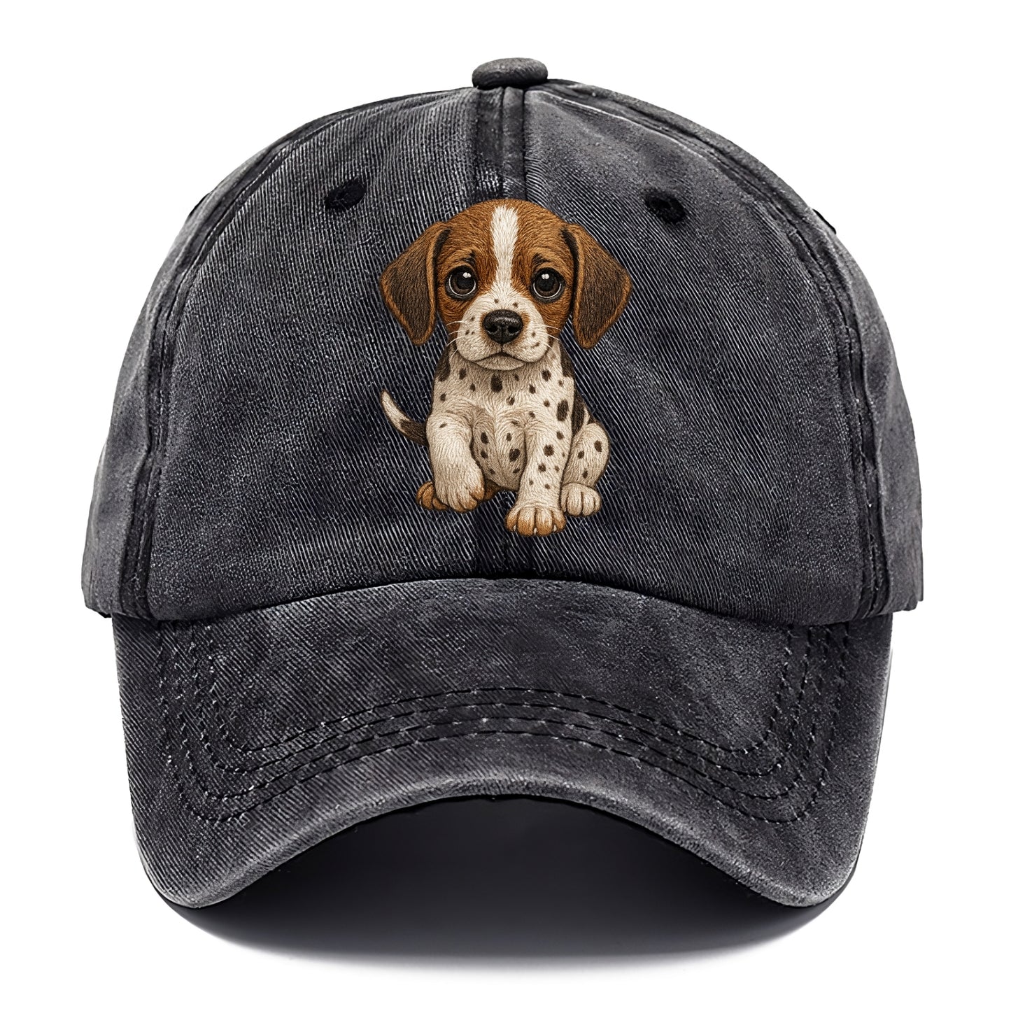Baby Pointer Puppy - spotted coat, noble stance, alert eyes, front-facing, pointing - Classic Cap - Graphite