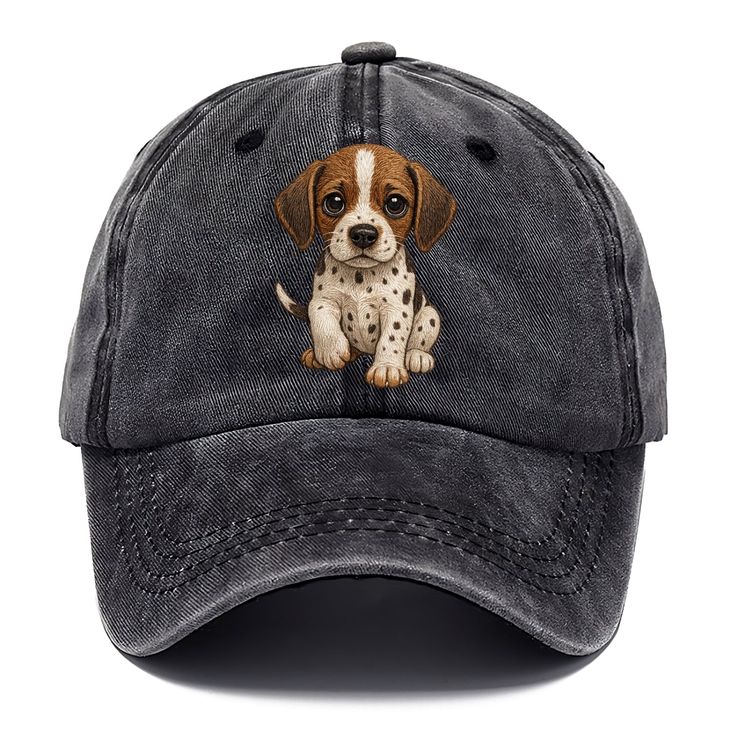 Baby Pointer Puppy - spotted coat, noble stance, alert eyes, front-facing, pointing - Classic Cap - Graphite