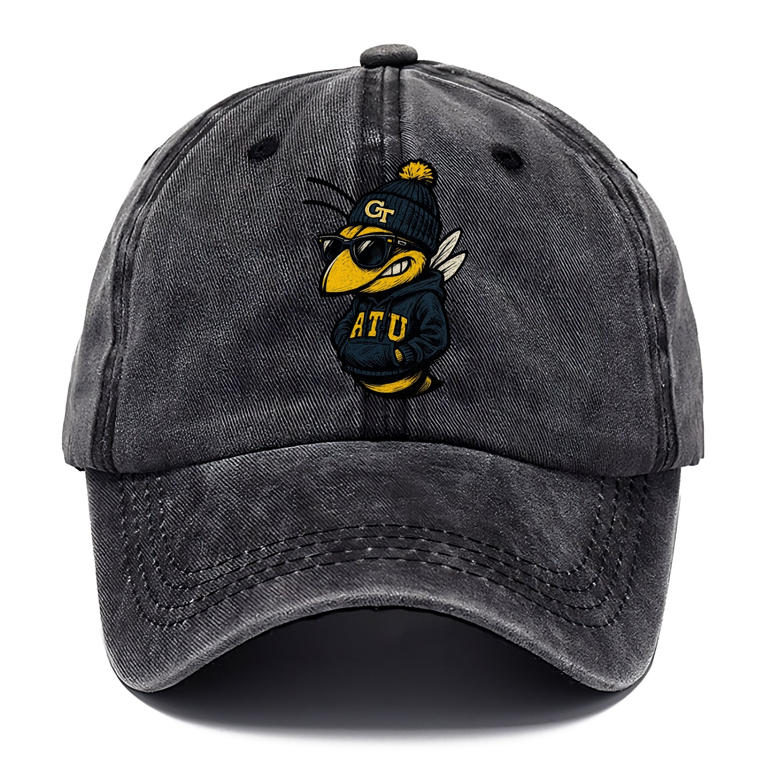 Atlanta Yellow Jacket wearing Georgia Tech beanie with GT patch - Classic Cap - Graphite