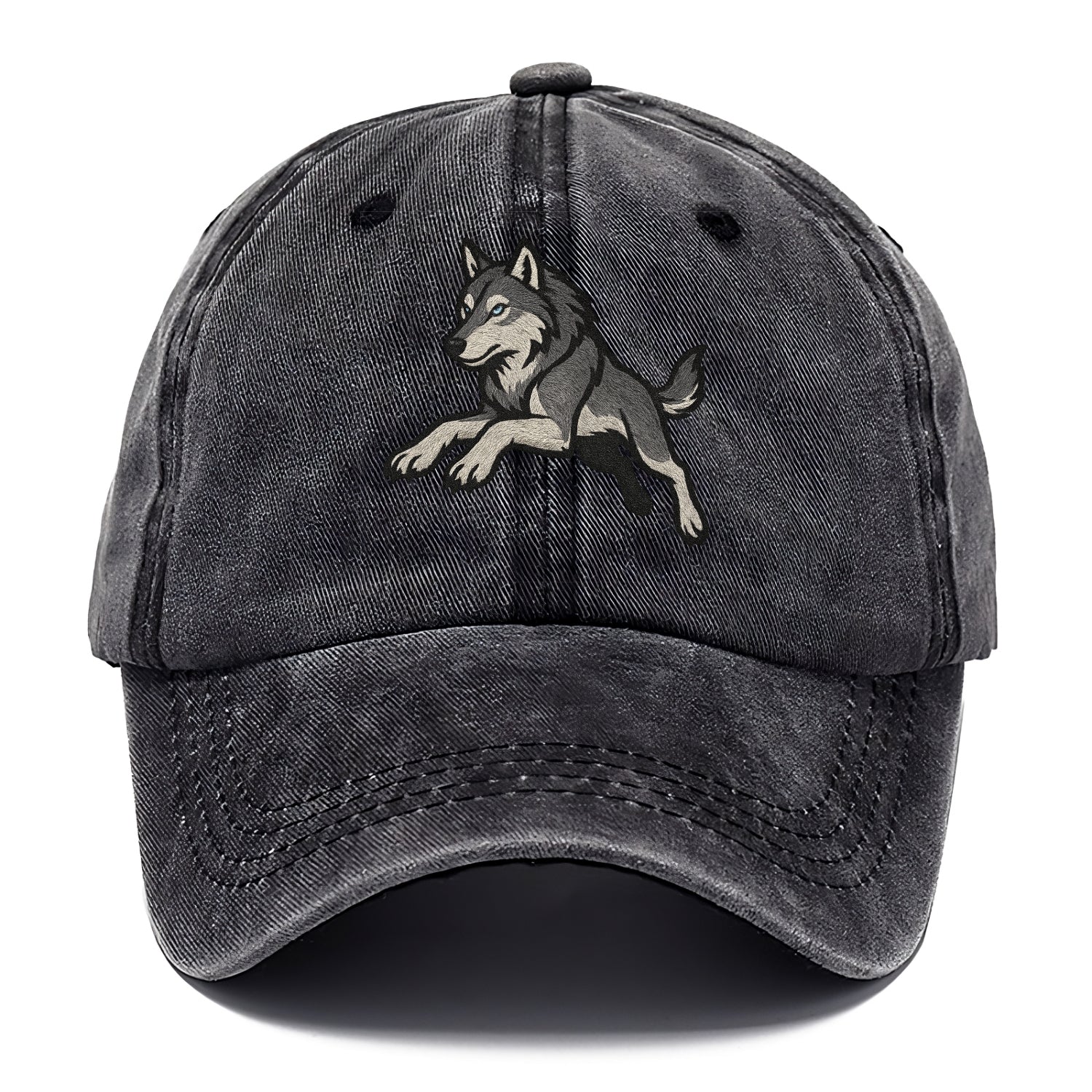 Wolf Leaping Action  - Classic Cap - Graphite