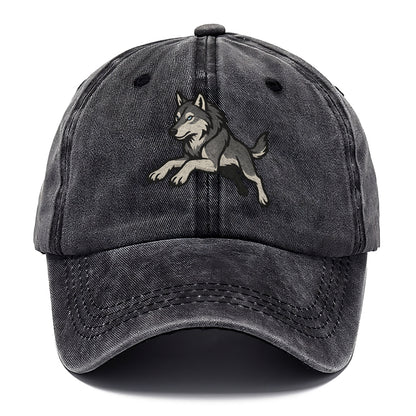 Wolf Leaping Action  - Classic Cap - Graphite