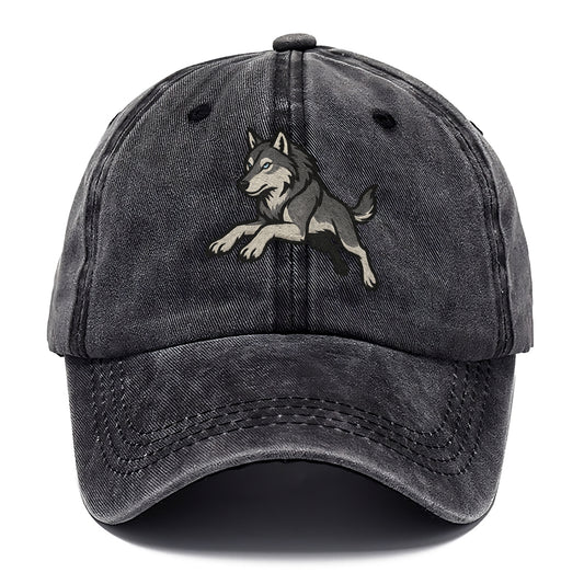 Wolf Leaping Action  - Classic Cap - Graphite