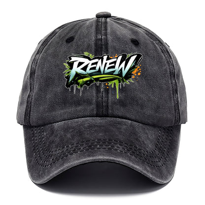 Bold typography design - "RENEW" - starting fresh, regenerating - Classic Cap - Graphite