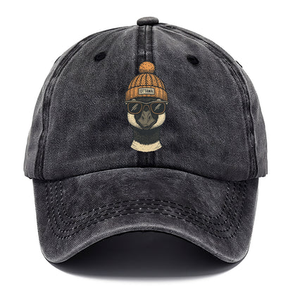 Ottawa Canadian Goose wearing Ottawa beanie with pom pom and wayfarer sunglasses - Classic Cap - Graphite