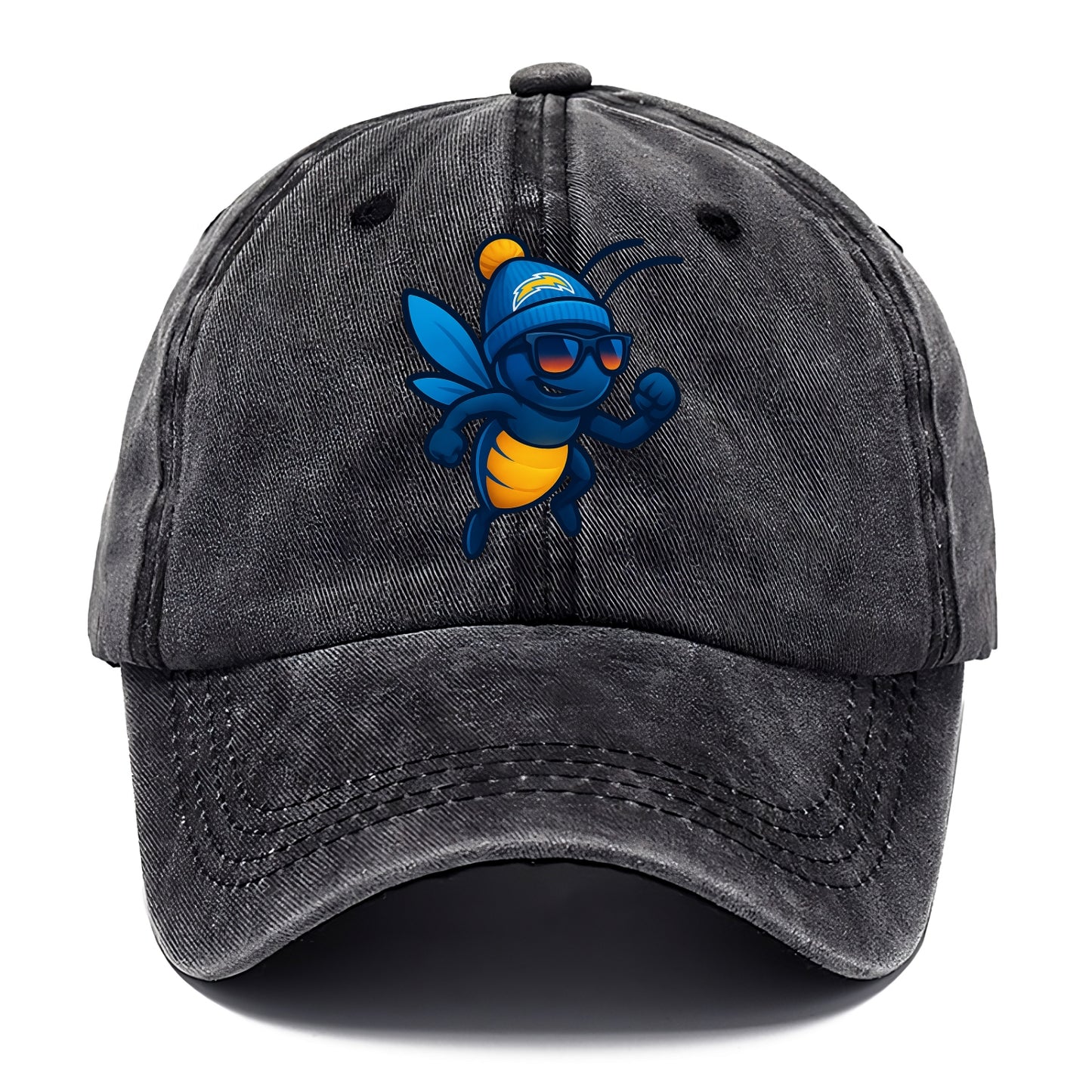LA Lightning Bug wearing Chargers powder blue and gold beanie with pom pom and - Classic Cap - Graphite