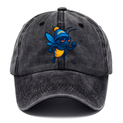 LA Lightning Bug wearing Chargers powder blue and gold beanie with pom pom and - Classic Cap - Graphite