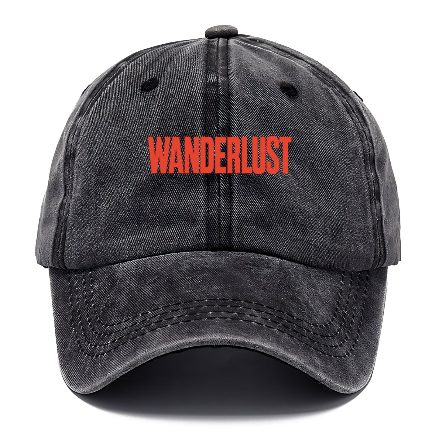 Bold typography design - "WANDERLUST" - desire to travel, explore the world - Classic Cap - Graphite