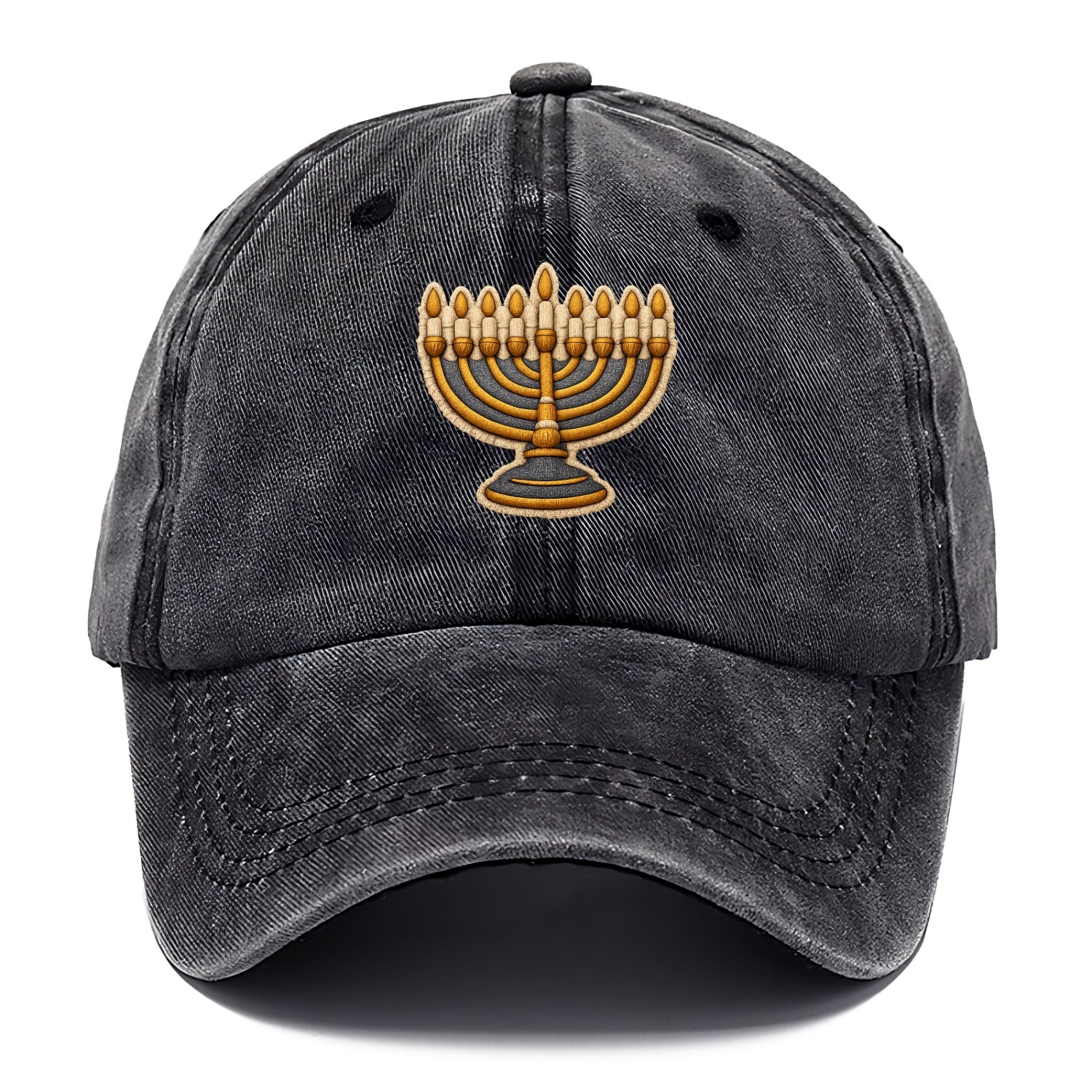 MENORAH LIGHTS - nine branch candelabra in gold and blue , Hanukkah - Classic Cap - Graphite