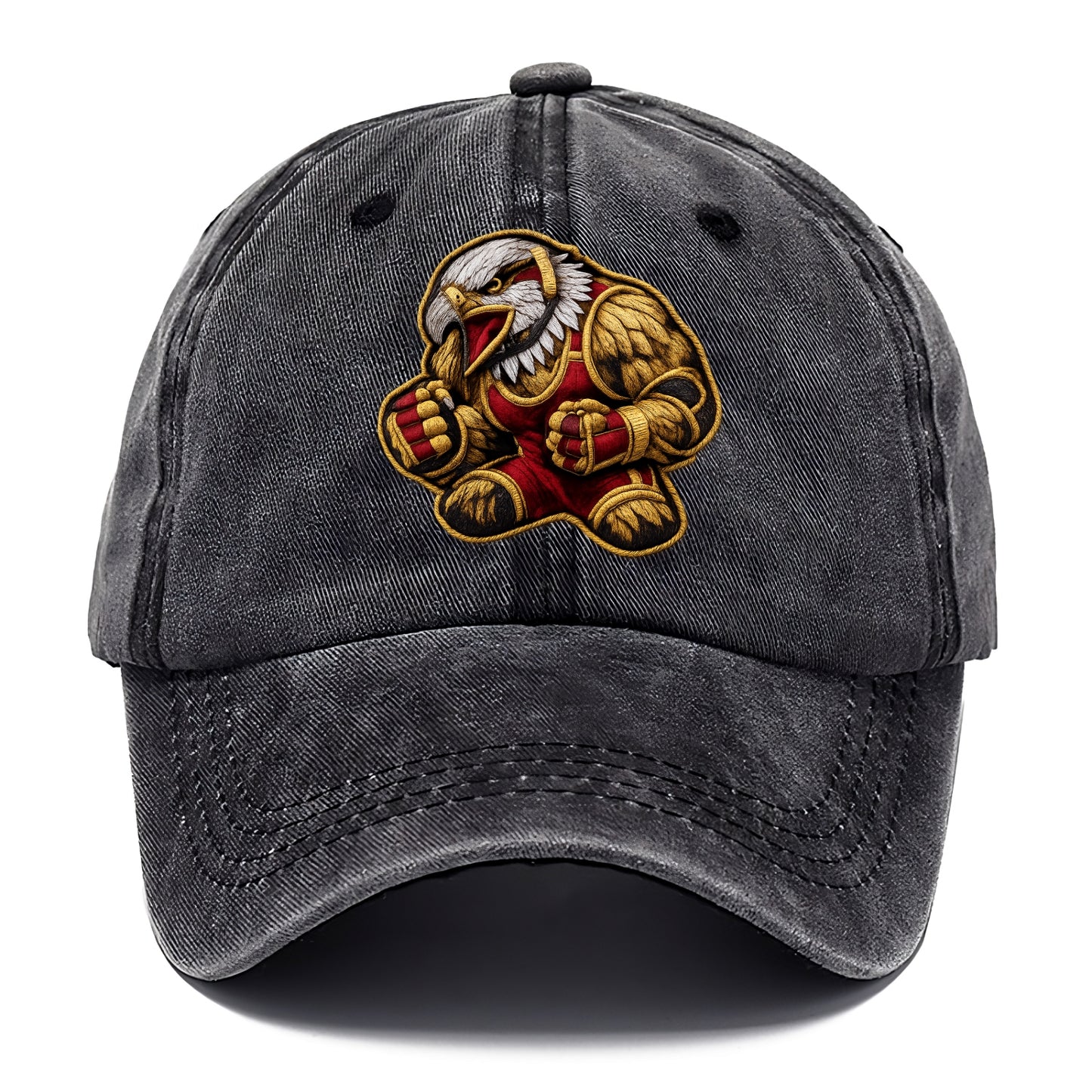 Embroidered patch design - WRESTLING EAGLE - fierce eagle with wrestling singlet in - Classic Cap - Graphite