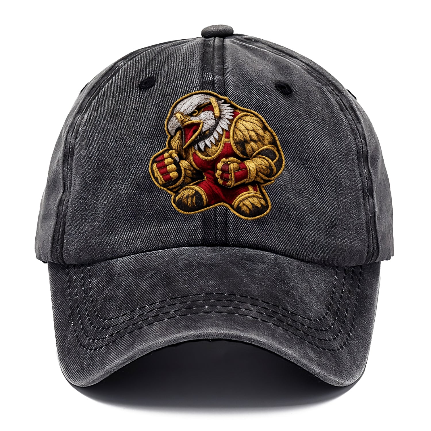 Embroidered patch design - WRESTLING EAGLE - fierce eagle with wrestling singlet in - Classic Cap - Graphite