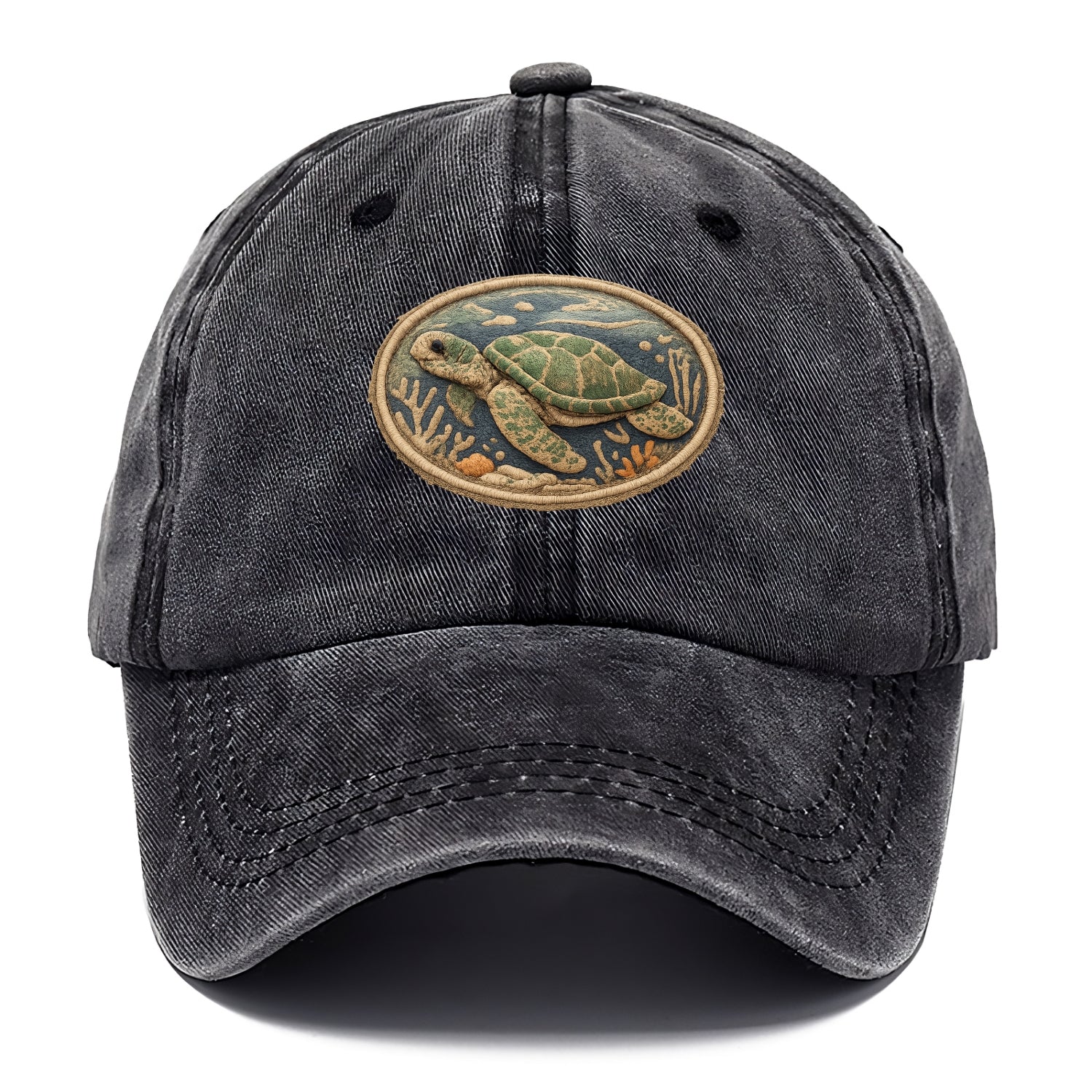 SEA TURTLE - swimming turtle in green and blue , ocean life - Classic Cap - Graphite