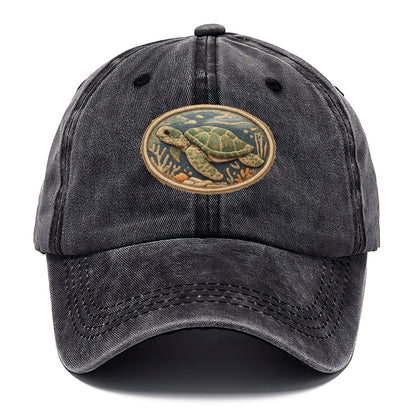 SEA TURTLE - swimming turtle in green and blue , ocean life - Classic Cap - Graphite