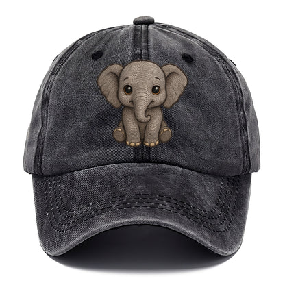 Baby Elephant - gray wrinkly, tiny trunk, large floppy ears, kind dark eyes, - Classic Cap - Graphite