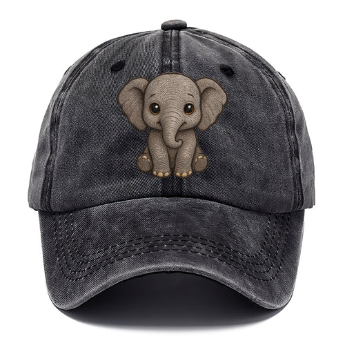 Baby Elephant - gray wrinkly, tiny trunk, large floppy ears, kind dark eyes, - Classic Cap
