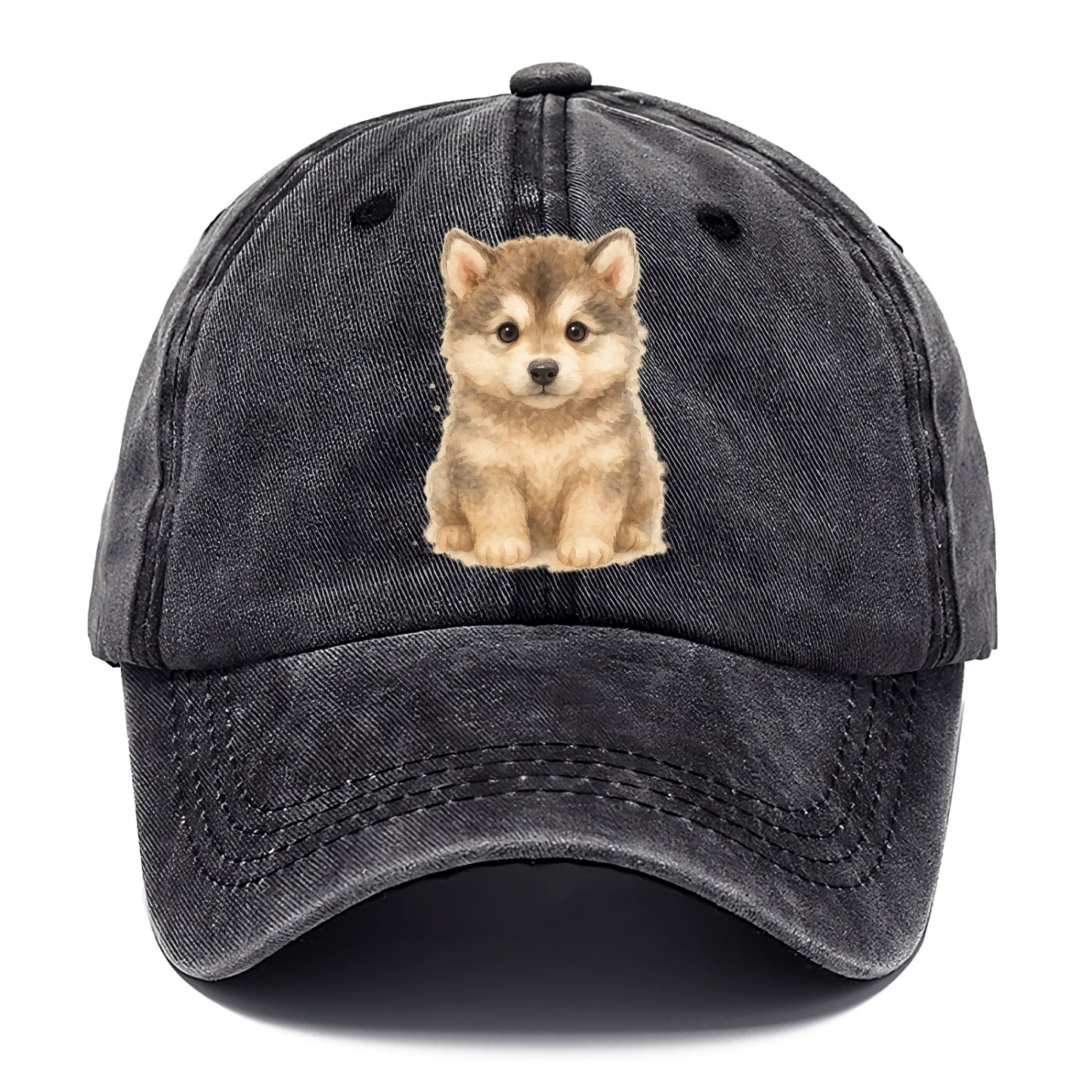 Baby Alaskan Malamute Puppy - wolf-like, fluffy coat, friendly eyes, front-facing, - Classic Cap - Graphite