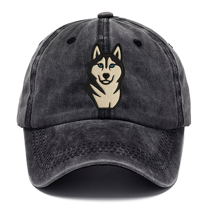 Husky - Blue eyes close-up portrait - Classic Cap - Graphite