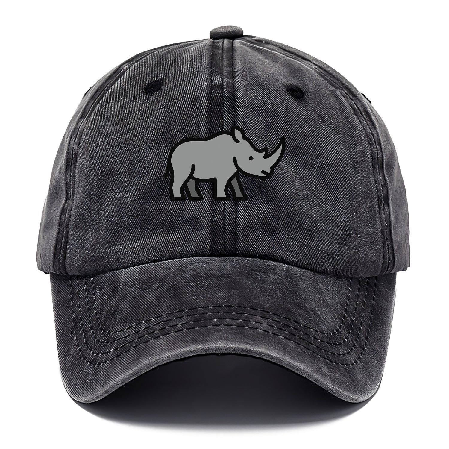 Rhinoceros - Gray with horn flat side profile - Classic Cap - Graphite