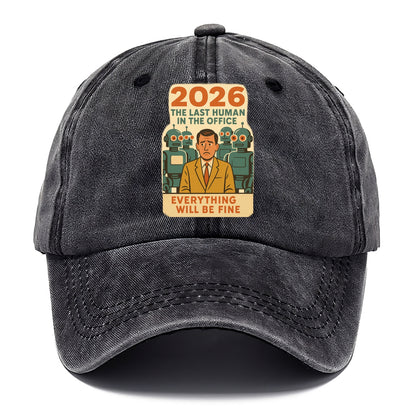 Single human worker surrounded by robot coworkers - "The last human in the office" - Classic Cap - Graphite