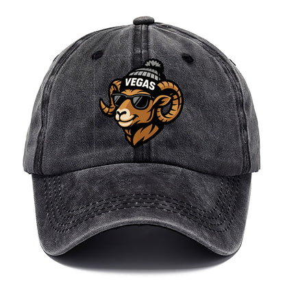 Vegas Desert Bighorn wearing Raiders silver and black beanie with pom pom and - Classic Cap - Graphite
