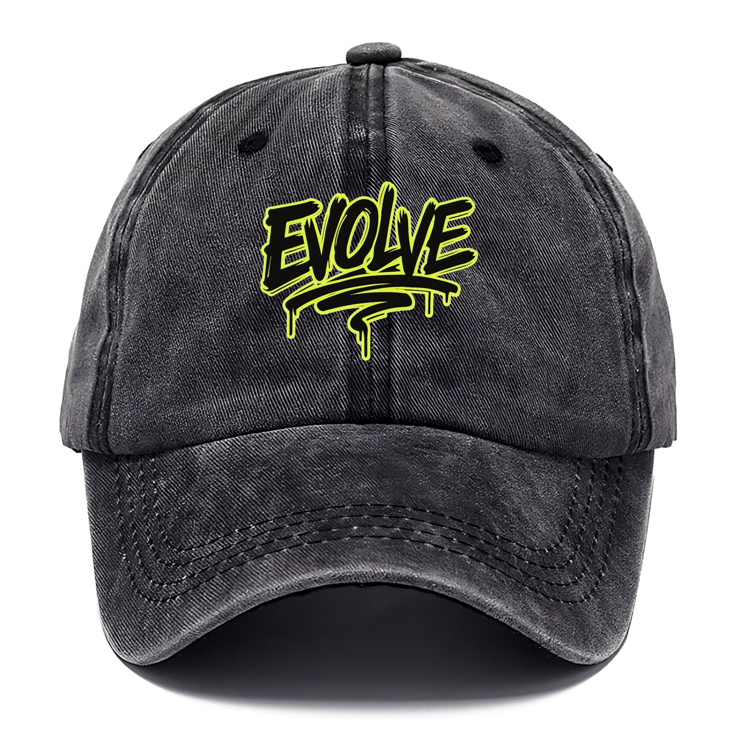 Bold typography design - "EVOLVE" - changing, becoming better - Classic Cap - Graphite
