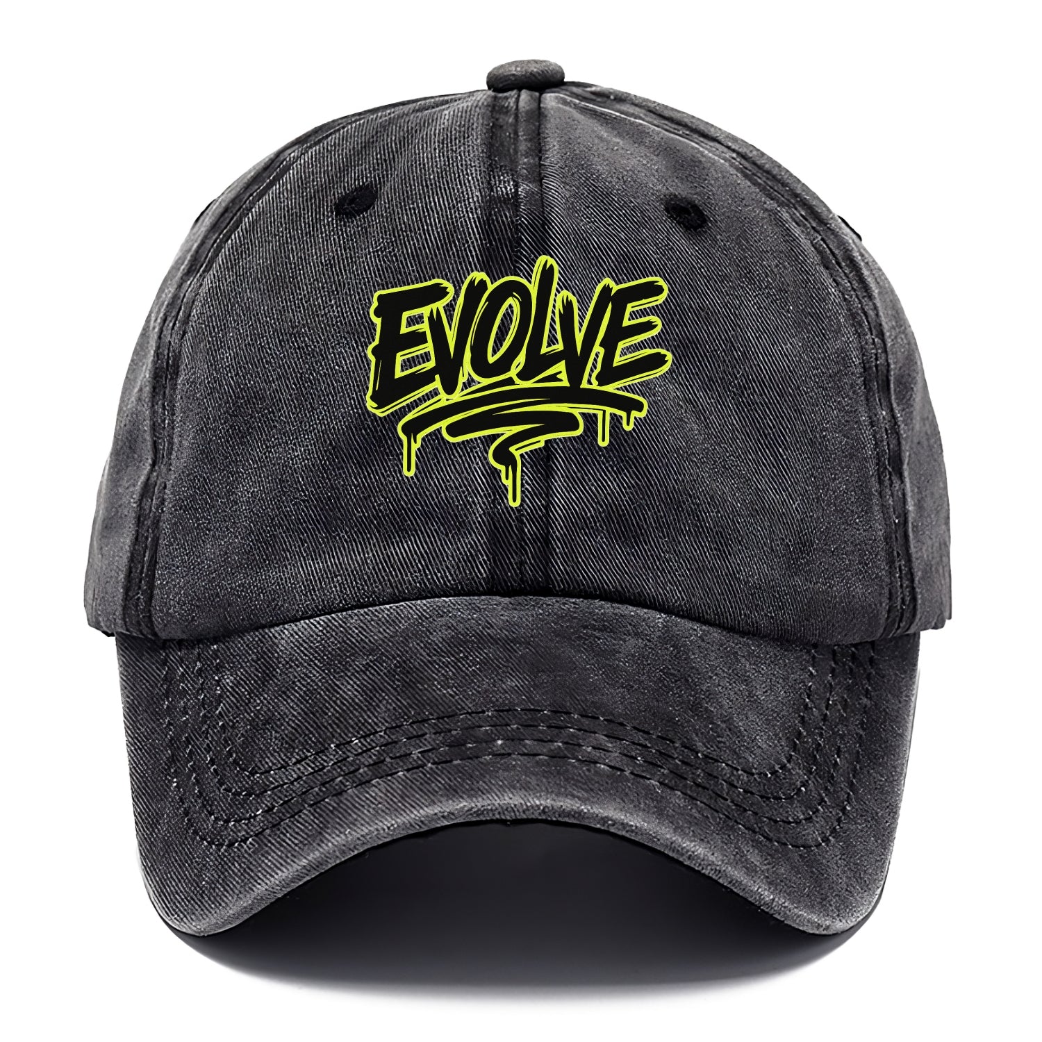 Bold typography design - "EVOLVE" - changing, becoming better - Classic Cap - Graphite