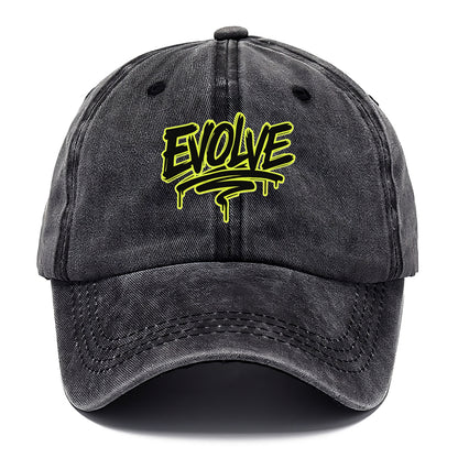 Bold typography design - "EVOLVE" - changing, becoming better - Classic Cap - Graphite