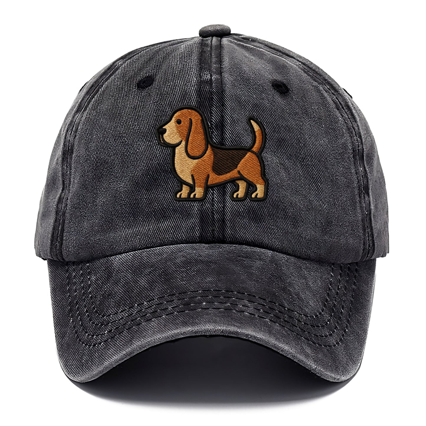 Basset Hound - Trendy low-rider design with prominent black outline - Classic Cap - Graphite