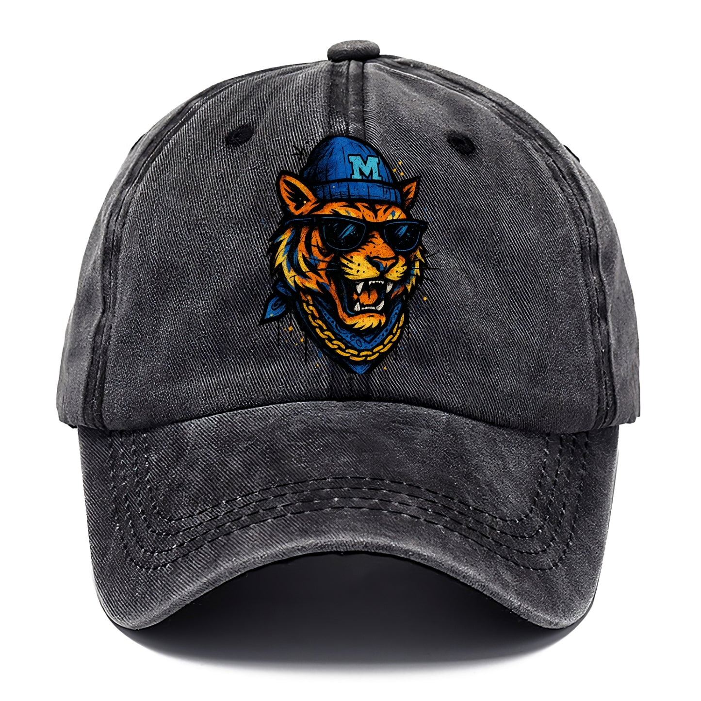 Memphis Tiger wearing Memphis beanie with M patch - Classic Cap - Graphite
