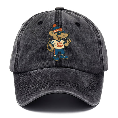 New York Rat wearing Giants beanie with subway patch and wayfarer sunglasses - Classic Cap - Graphite