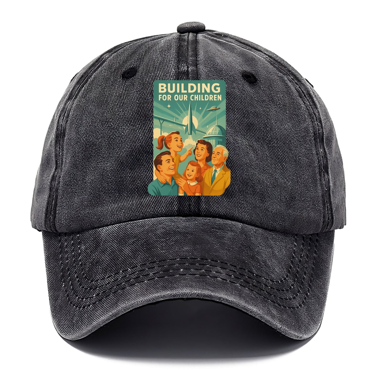 Multiple generations celebrating progress together - "Building for Our Children" - - Classic Cap - Graphite