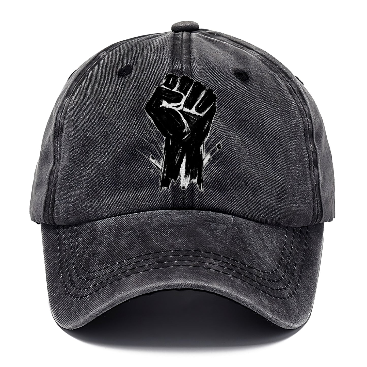 Raised fist in bold black ink brushstrokes - symbol of solidarity and resistance - Classic Cap - Graphite
